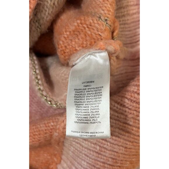 Molly Bracken Batwing Sleeve Space Dye Stripes Sweater Sz S Pink Orange Tan Gold - Picture 6 of 6